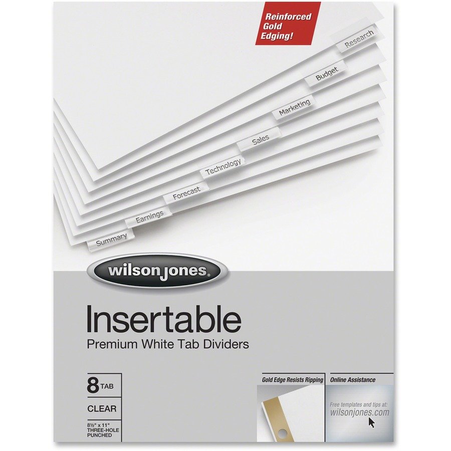 Wilson Jones Gold Line Insertable 8-Tab Dividers