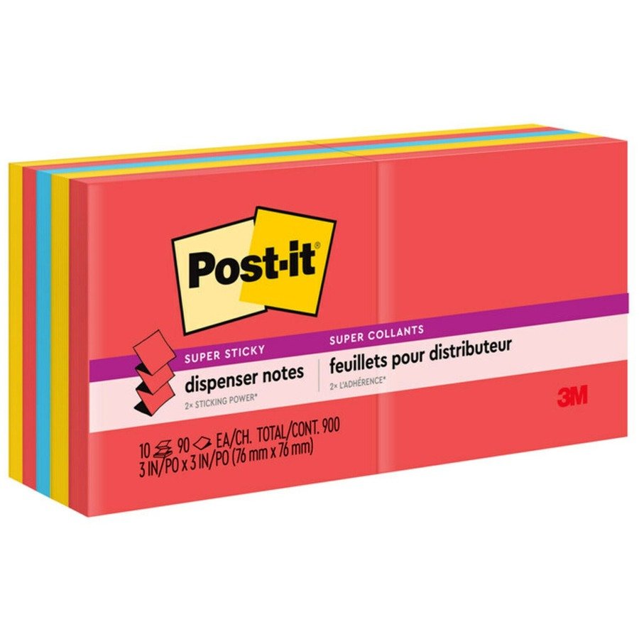 Post-it&reg; Super Sticky Dispenser Notes - Playful Primaries Color Collection