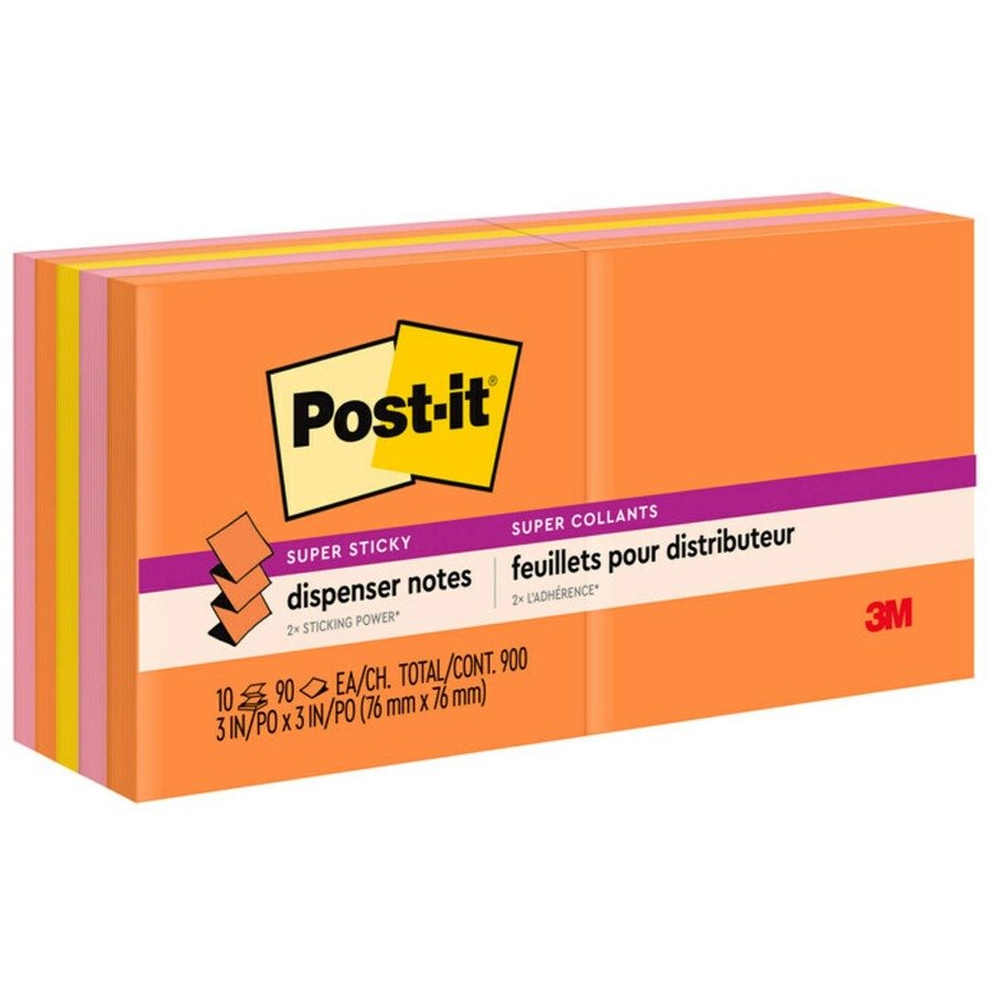 Post-it&reg; Super Sticky Dispenser Notes - Energy Boost Color Collection