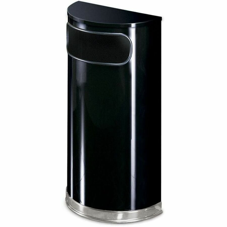 Rubbermaid Commercial Black/Chrome Half Round Receptacle
