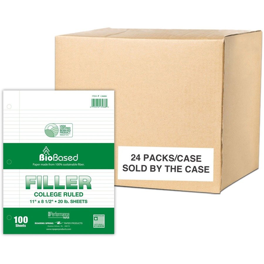 Roaring Spring BioBased College Ruled Recycled Loose Leaf Filler Paper