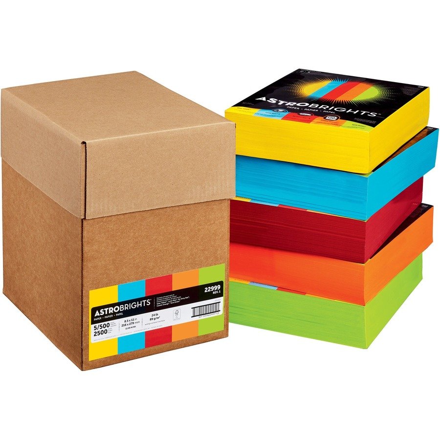 Astrobrights Color Copy Paper - Mixed Carton, 5 Assorted Colours