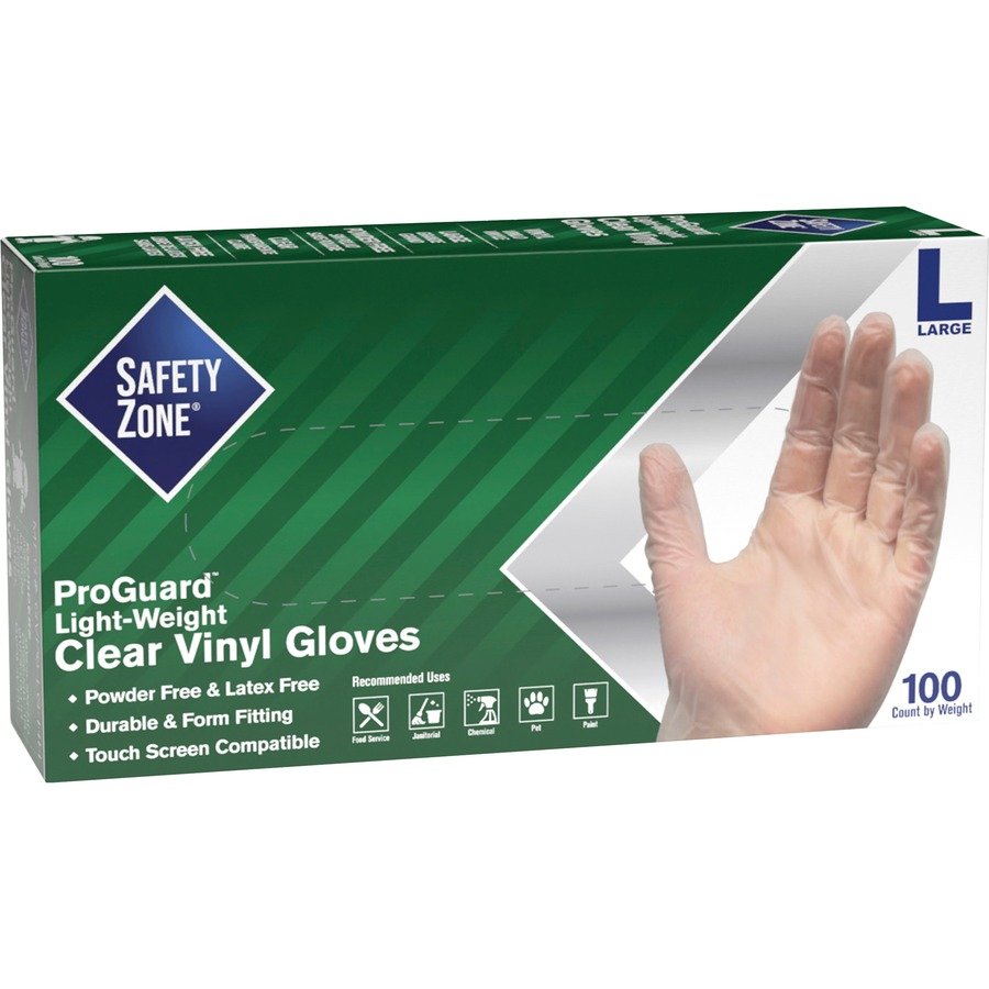 Safety Zone Powder Free Clear Vinyl Gloves