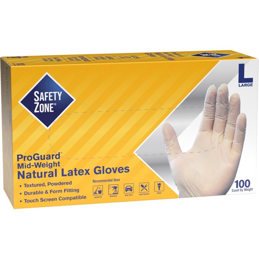 Safety Zone Powdered Natural Latex Gloves