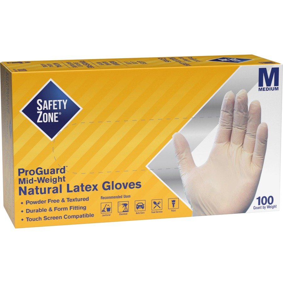 Safety Zone Powder Free Natural Latex Gloves