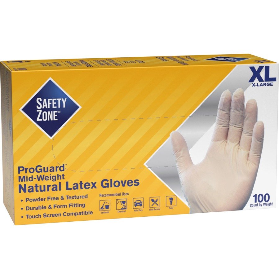 Safety Zone Powder Free Natural Latex Gloves