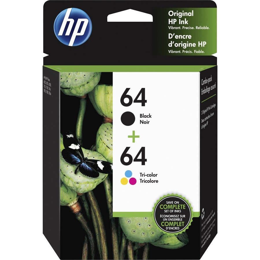 HP 64 (X4D92AN) Original High Yield Inkjet Ink Cartridge - Black, Tri-color - 2 / Pack
