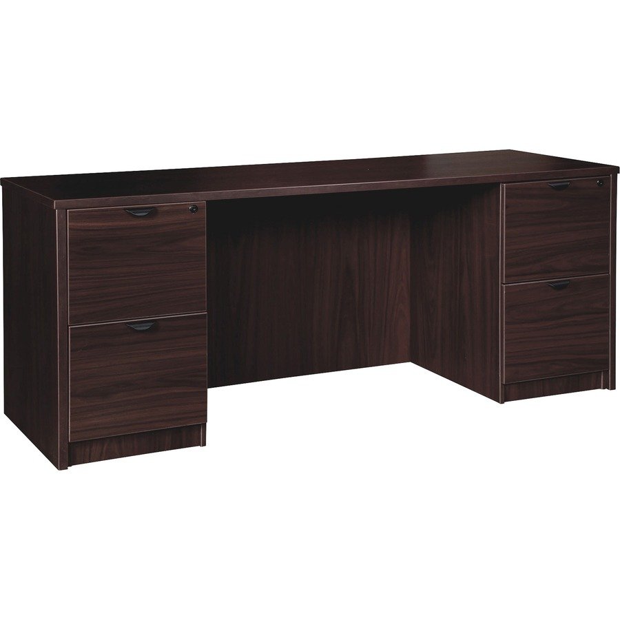 Lorell Prominence 2.0 Espresso Laminate Double-Pedestal Credenza - 2-Drawer