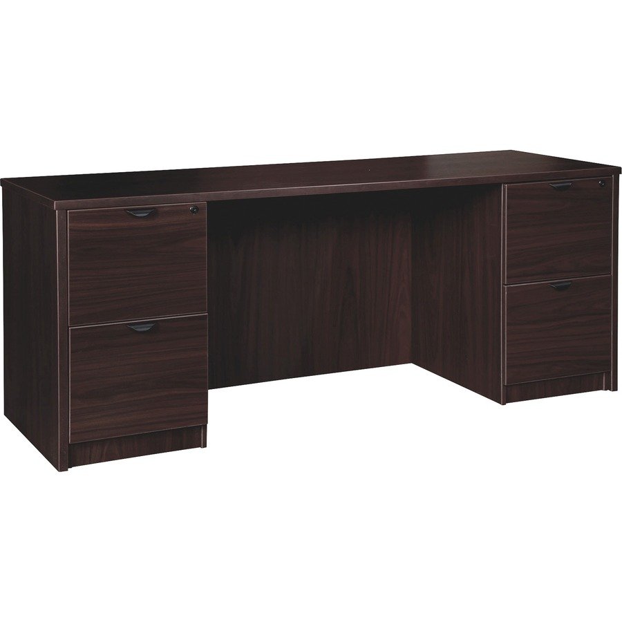 Lorell Prominence 2.0 Espresso Laminate Double-Pedestal Credenza - 2-Drawer