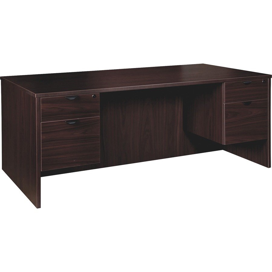 Lorell Prominence 2.0 Espresso Laminate Double-Pedestal Desk - 2-Drawer