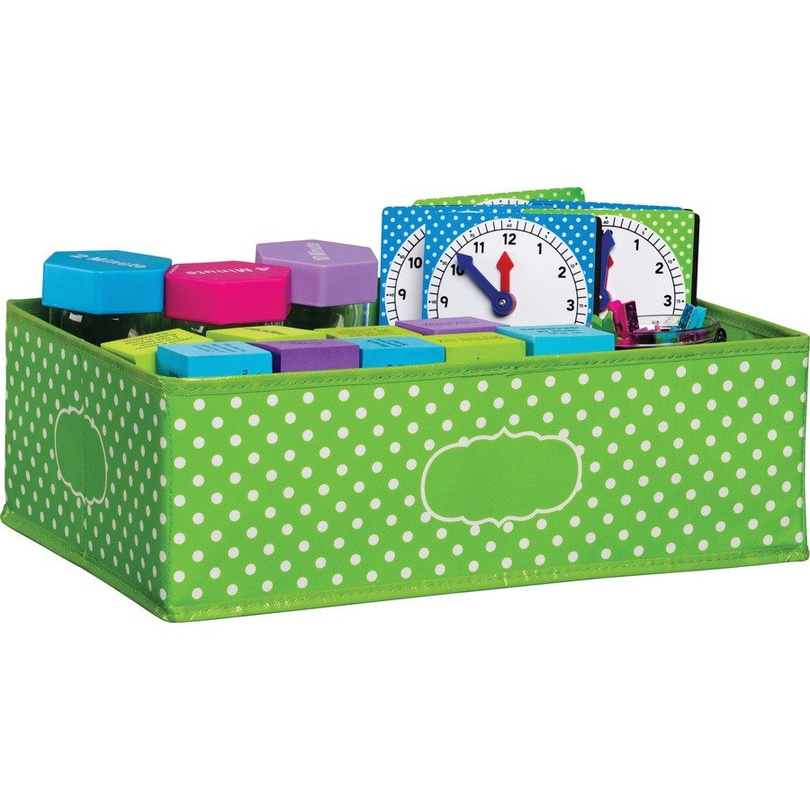 Teacher Created Resources Lime Polka Dots Storage Bin