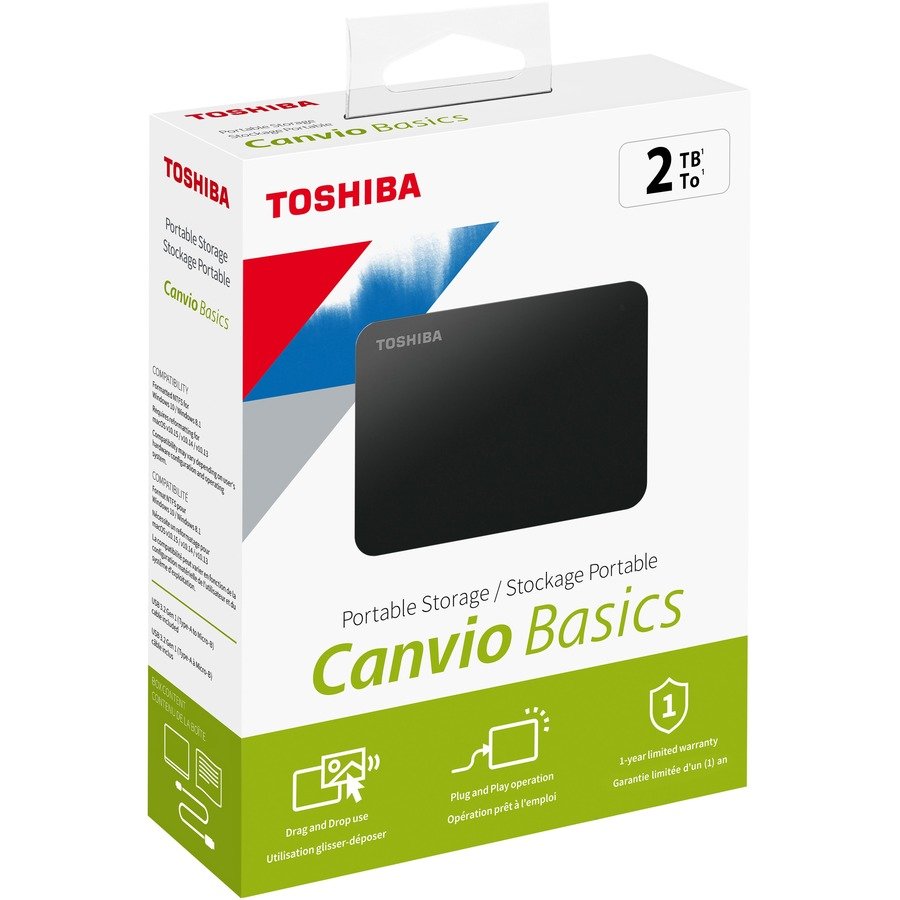 Toshiba Canvio Basics 2 TB Portable Hard Drive - External - Black