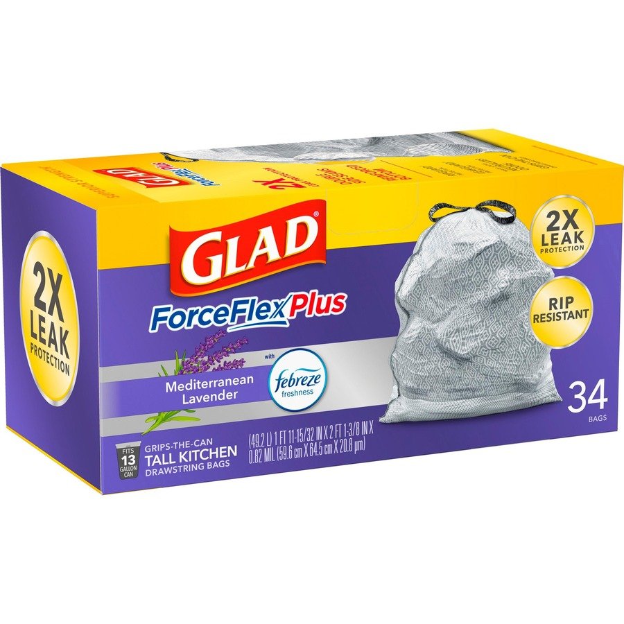 Glad ForceFlexPlus Tall Kitchen Drawstring Trash Bags