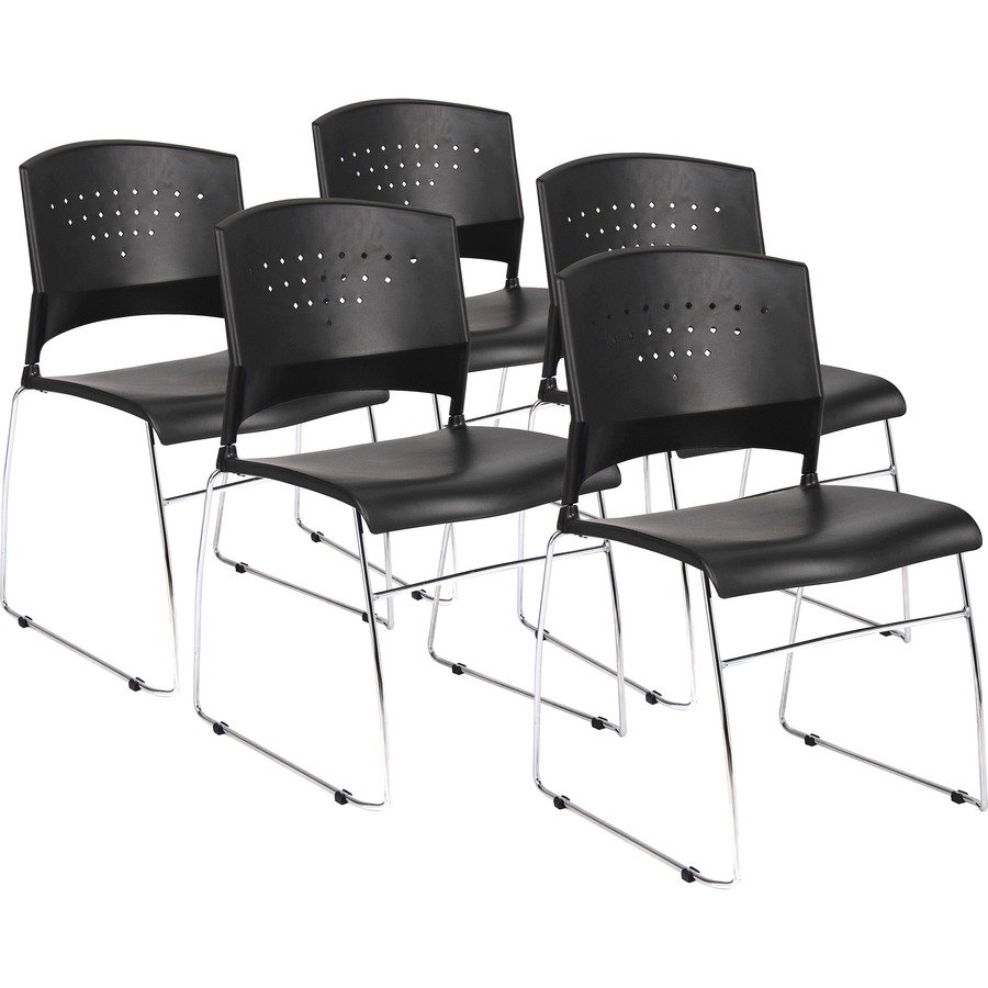 Boss Black Stack Chair With Chrome Frame 5 Pcs Pack