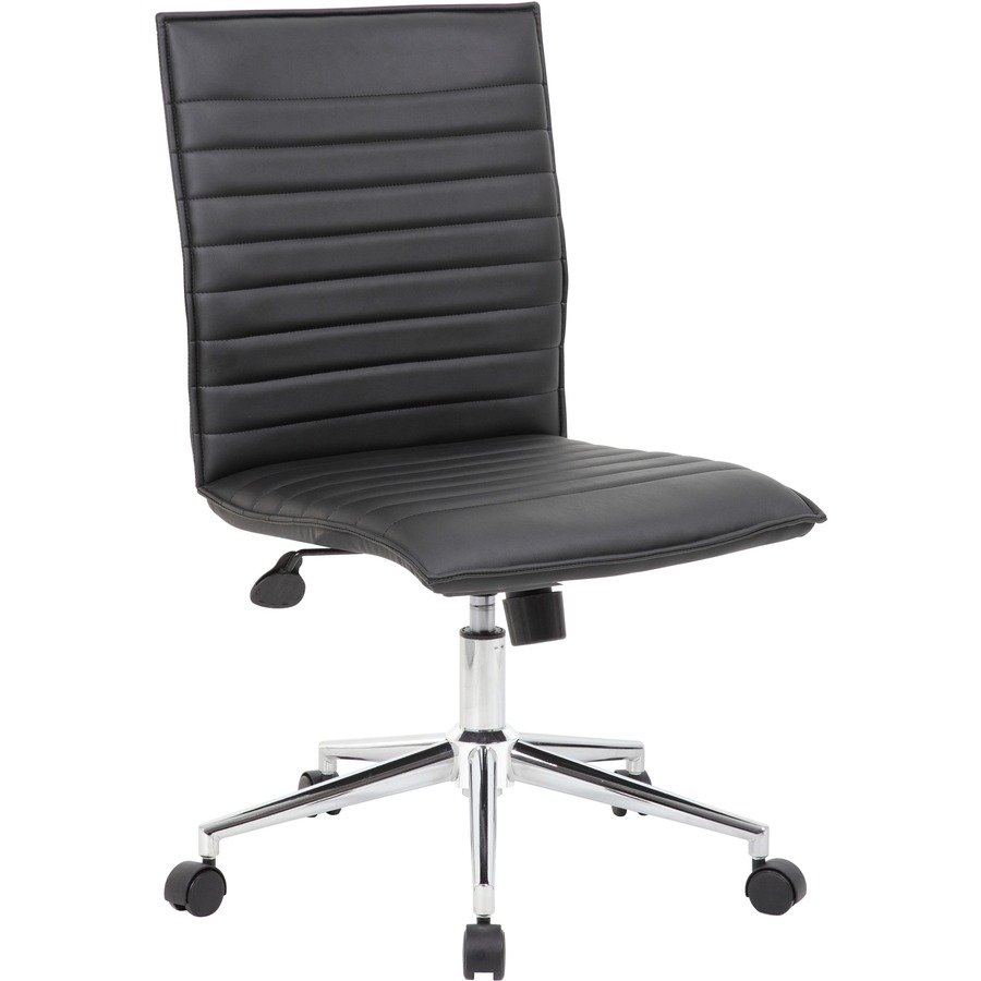 Boss Black Vinyl Armless Hospitality Chair