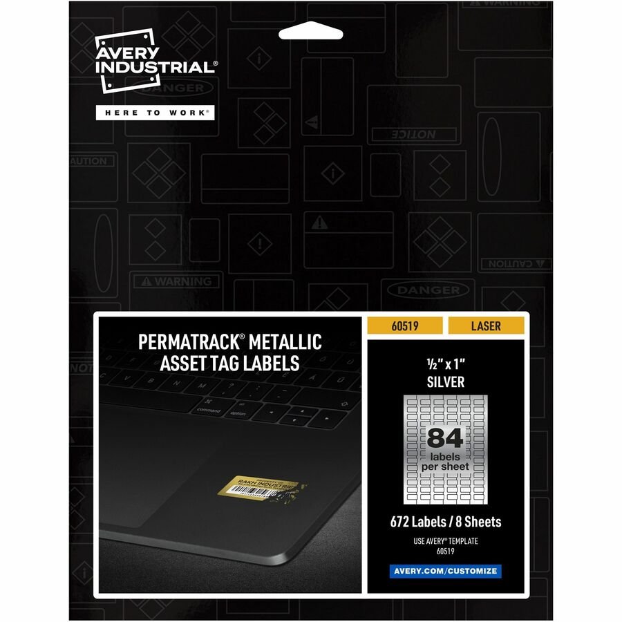 Avery&reg; PermaTrack Metallic Asset Tag Labels, 1/2" x 1" , 672 Asset Tags